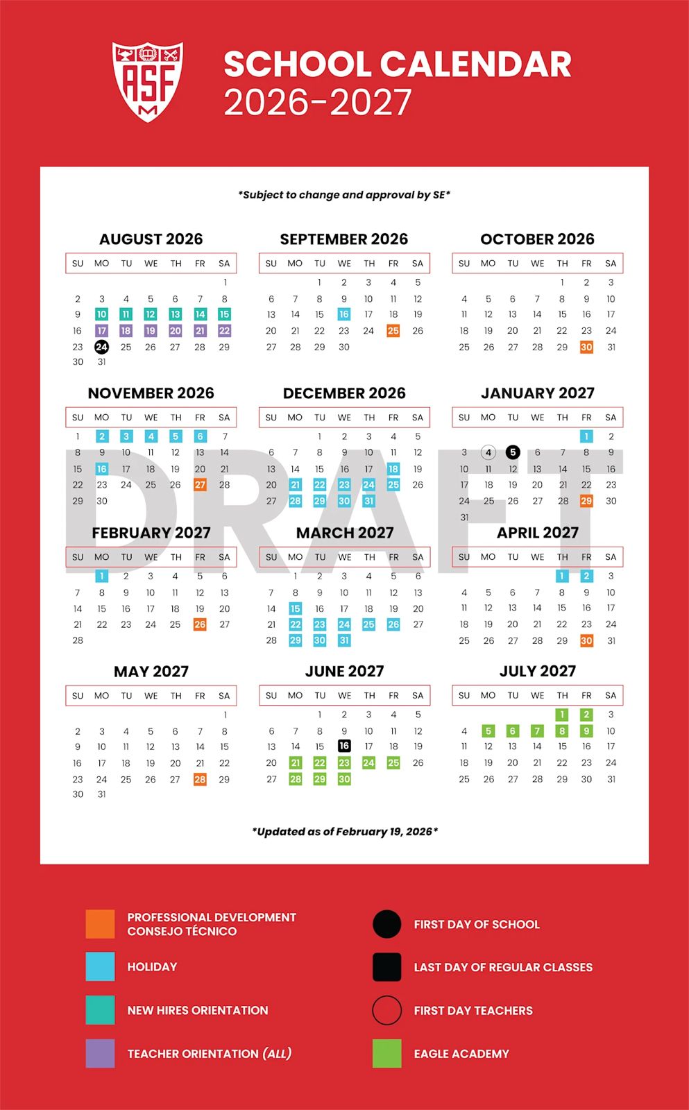 Calendario ASFM 2026–2027